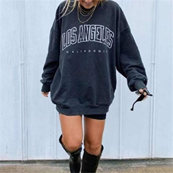 Women’s Oversized Los Angeles Crewneck Sweatshirt - Casual Pullover - Picture 4 of 5